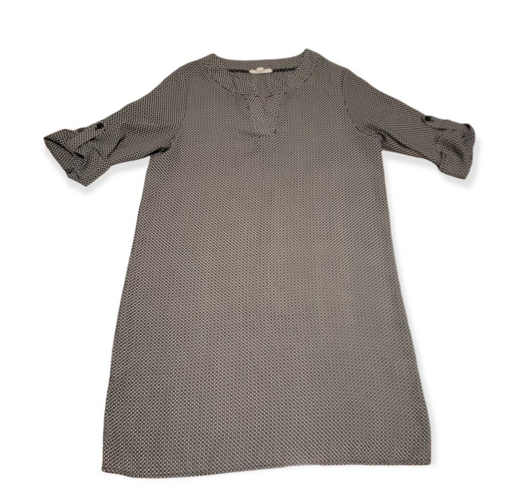 Freeway Black & White Box Design Pull Over3 Quarter Sleeve Dress - Size Medium